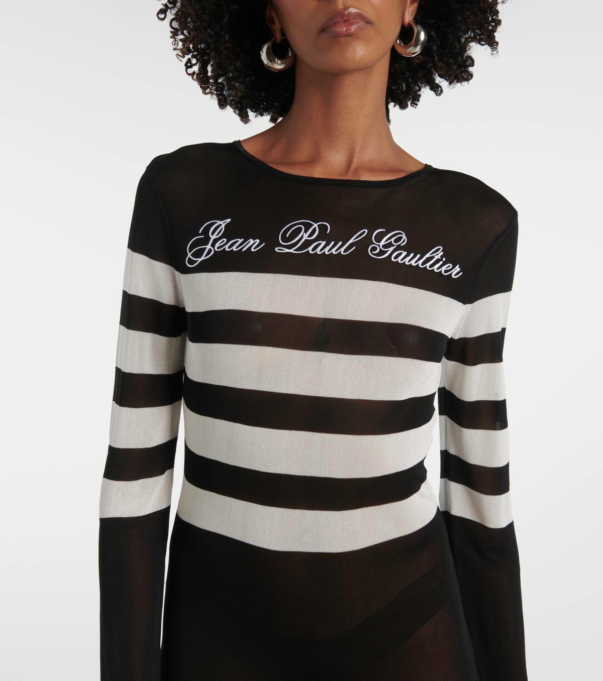 jean paul gaultier striped mesh maxi dress Jean Paul Gaultier Marinire striped mesh maxi dress Jean Paul Gaultier