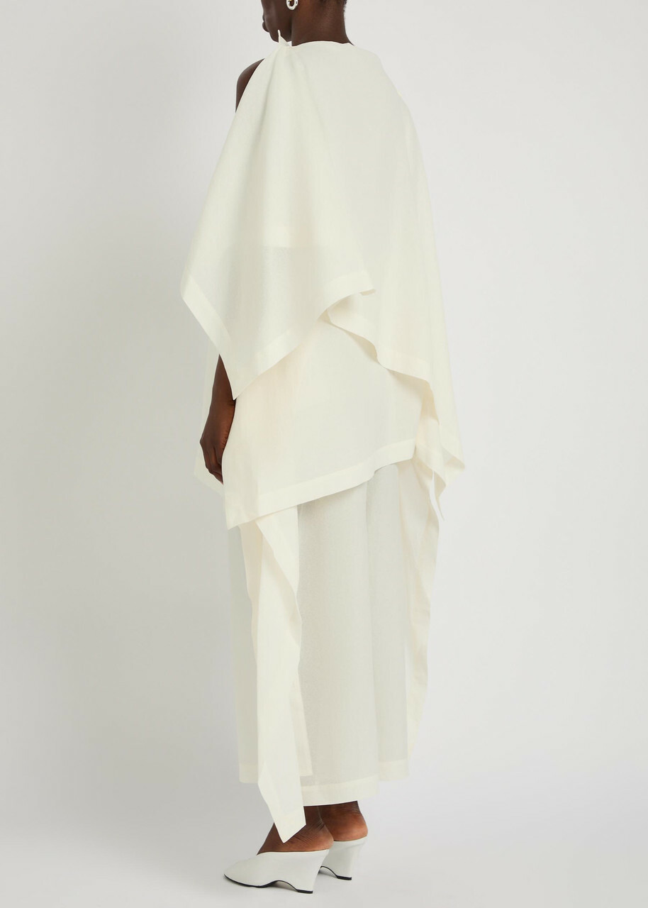 Issey Miyake All Squares Cape-effect Asymmetric Paper-blend top White