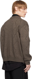Youth Brown Argyle Punching Knit Cardigan