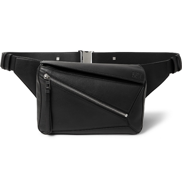 Photo: Loewe - Puzzle Logo-Debossed Leather Belt Bag - Black