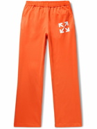 Off-White - Straight-Leg Logo-Print Tech-Jersey Track Pants - Orange