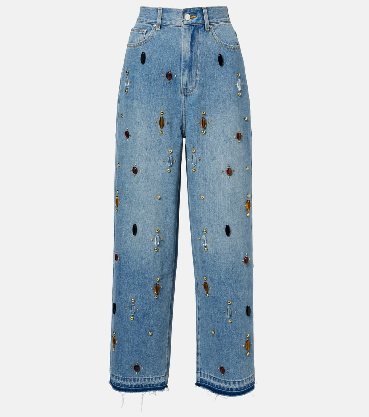 Xu Zhi Embellished high-rise wide-leg jeans
