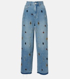 Xu Zhi Embellished high-rise wide-leg jeans