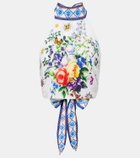 Camilla Embellished halterneck linen top