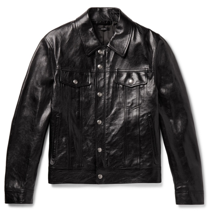 Photo: TOM FORD - Polished-Leather Trucker Jacket - Black