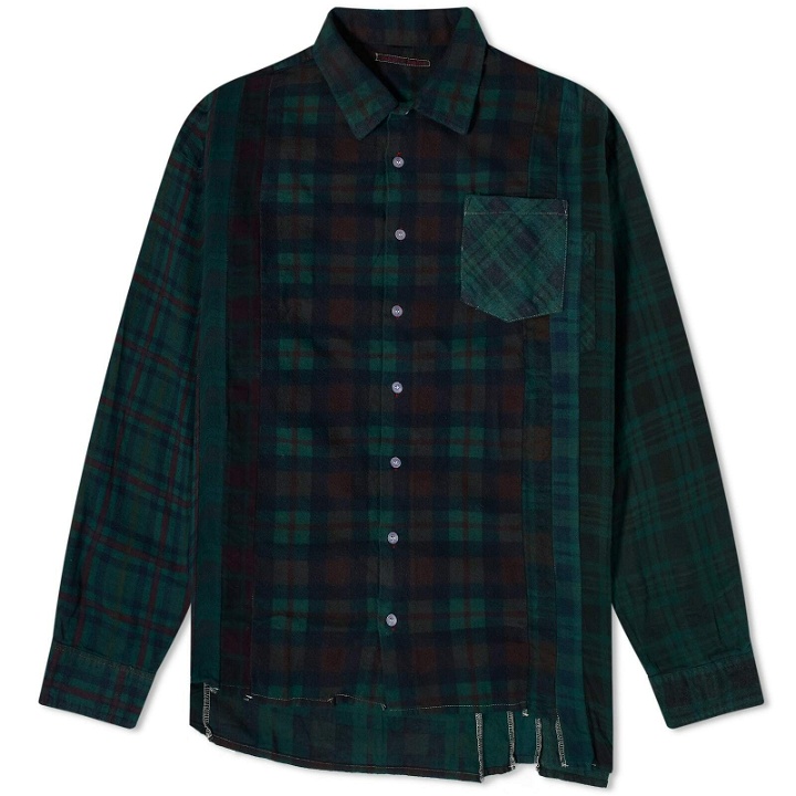 Photo: Needles Men's 7 Cuts Wide Over Dyed Flannel Shirt in Green