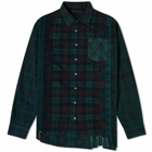 Needles Men's 7 Cuts Wide Over Dyed Flannel Shirt in Green