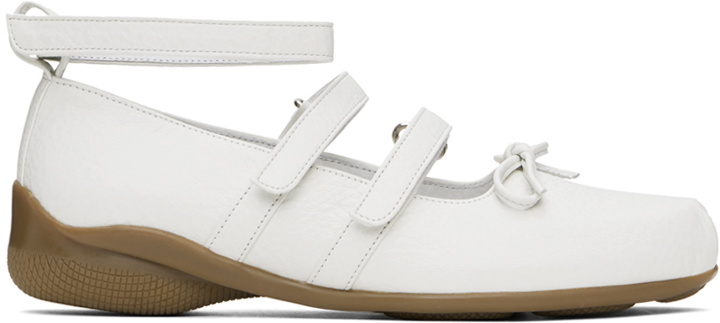 Photo: OPEN YY White Strap Ballerina Flats