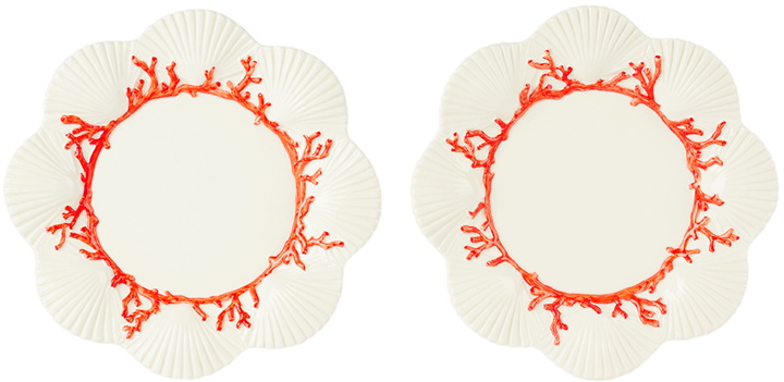 Photo: Les-Ottomans White & Orange Saint Jacques Side Plate Set