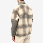 And Wander Men's Check Boa Jacket in Gray