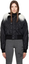 OPEN YY Black Paneled Bomber Jacket