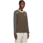 Stussy Brown and Taupe Panel V-Neck Sweatshirt