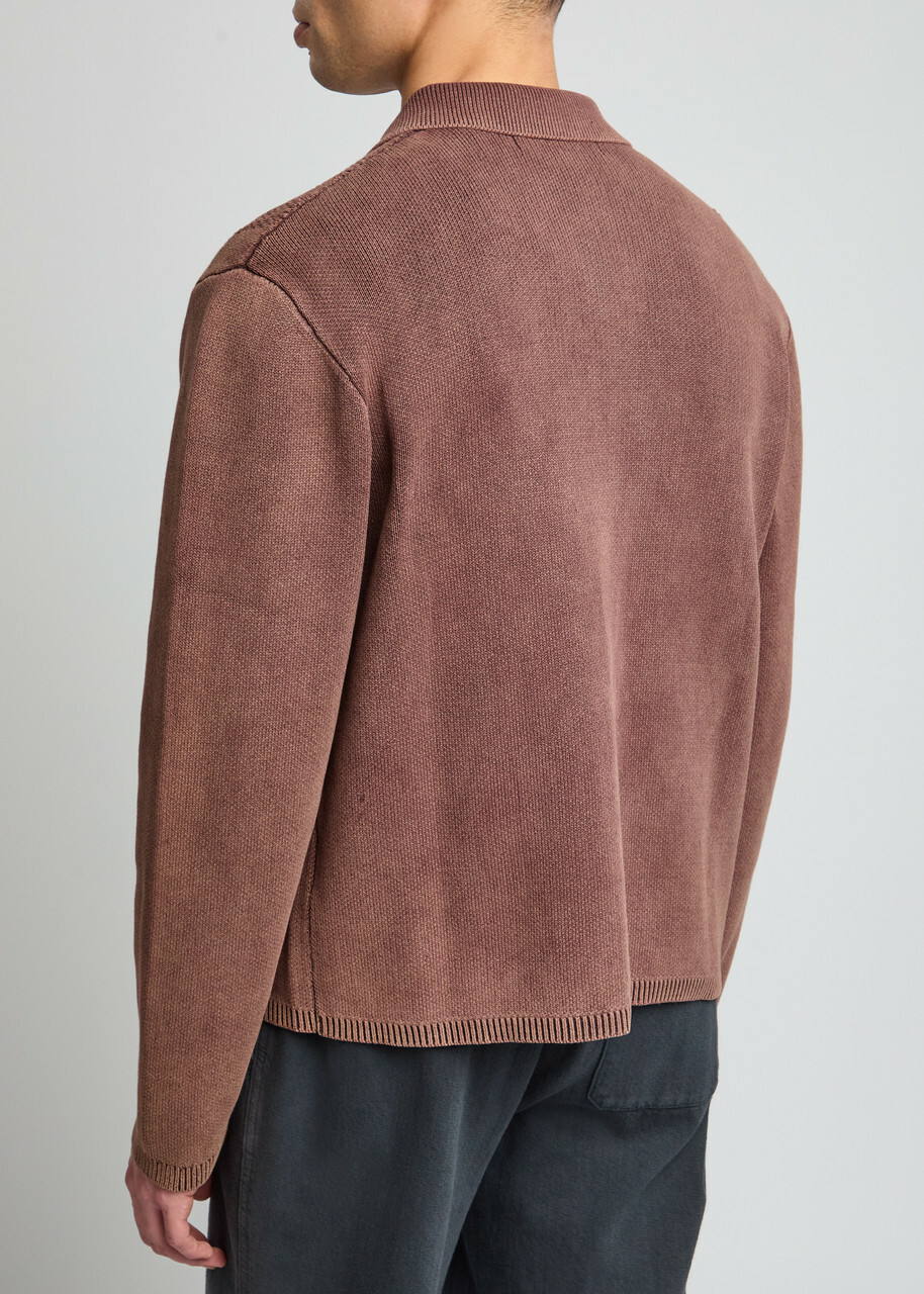 Daily Paper Patterned Intarsia Ribbed Cotton Cardigan Brown
