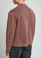 Daily Paper Patterned Intarsia Ribbed Cotton Cardigan Brown