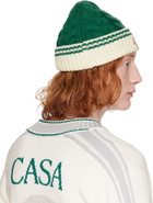 Casablanca Green & Off-White Cable Stitch Beanie