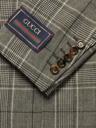 GUCCI - Slim-Fit Prince of Wales Checked Wool and Linen-Blend Blazer - Gray