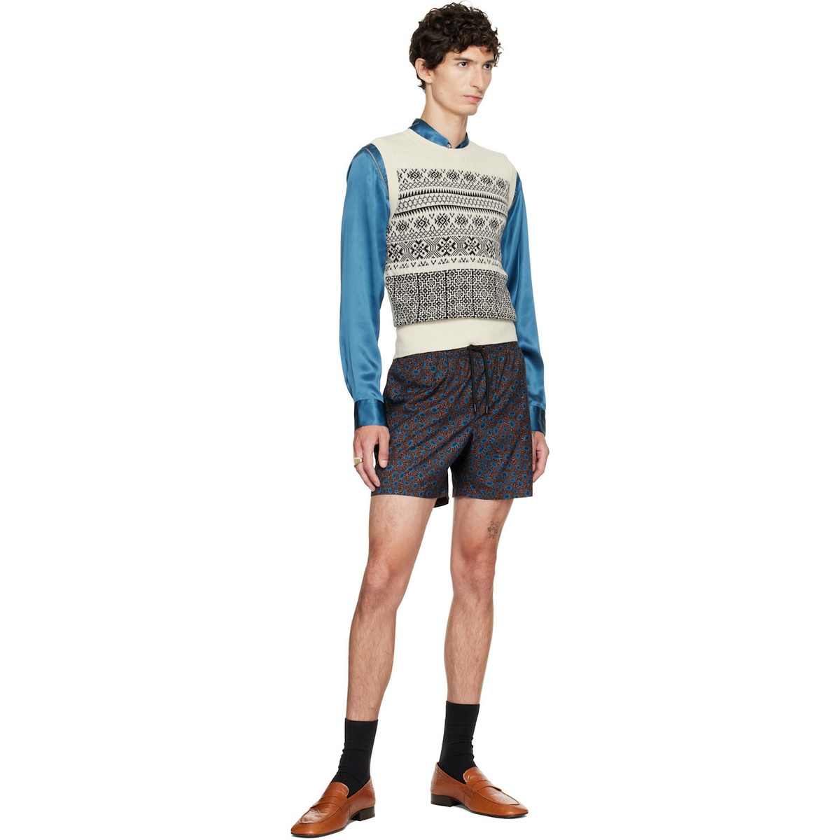 Dries Van Noten Off-White Jacquard Wool Sweater Vest