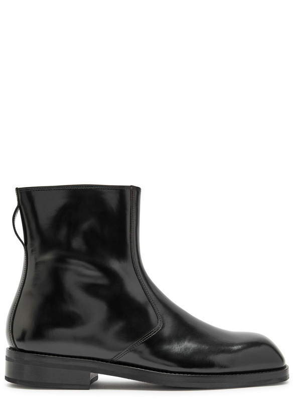 Photo: Lemaire Glossed Leather Ankle Boots Black