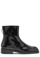 Lemaire Glossed Leather Ankle Boots Black
