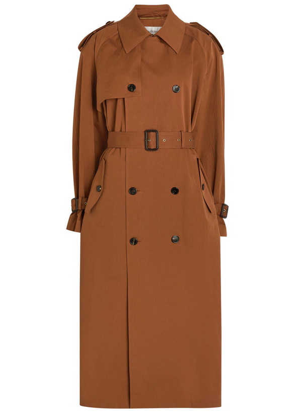 Photo: Saint Laurent Double-breasted Cotton and Silk-blend Trench Coat Moca