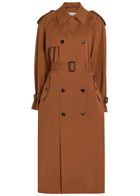 Saint Laurent Double-breasted Cotton and Silk-blend Trench Coat Moca