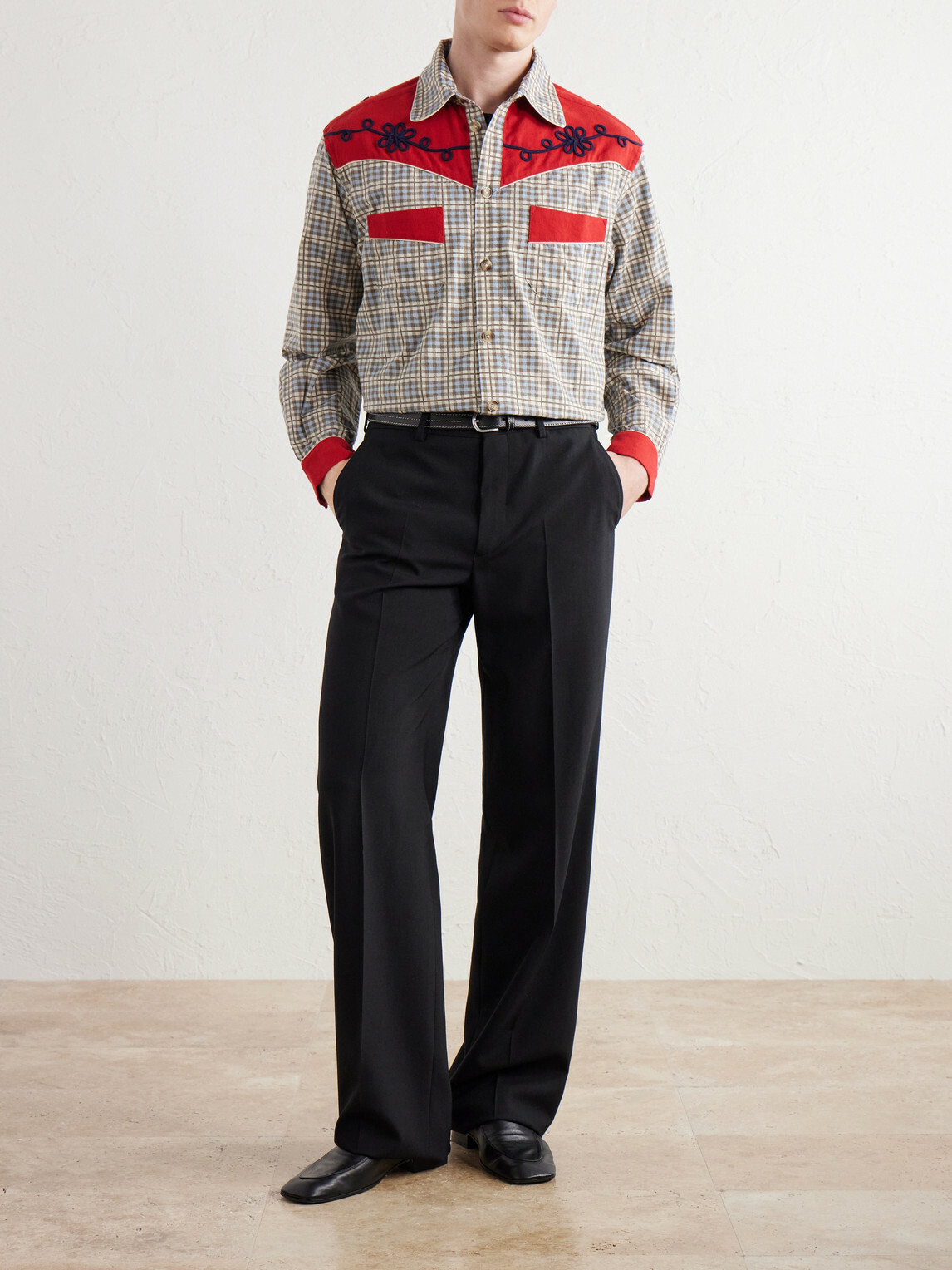 BODE - River City Western Checked Cotton Shirt - Red
