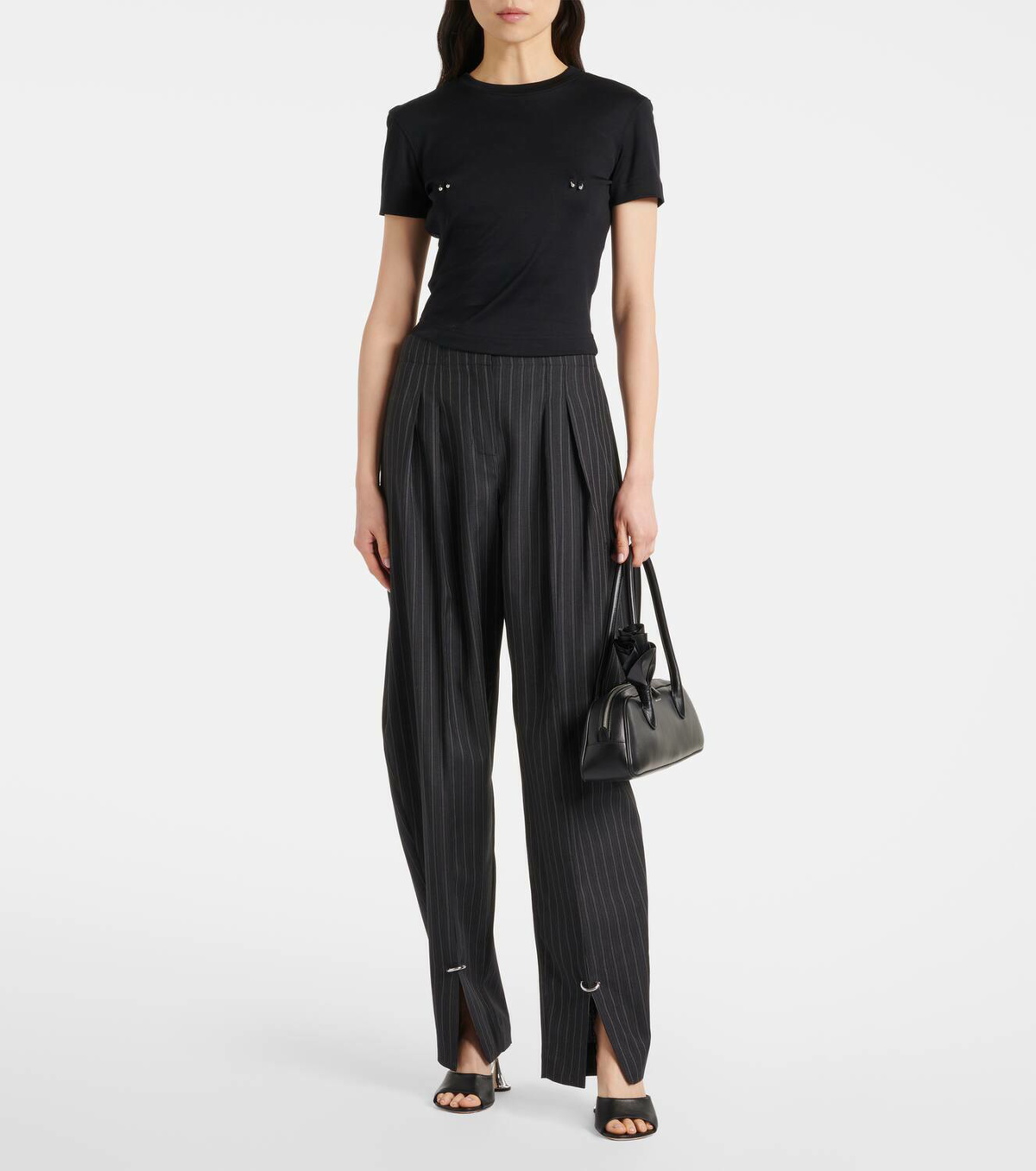 【Mugler】 Ruchedコットントップ Ruched cotton top in black - Mugler | Mytheresa