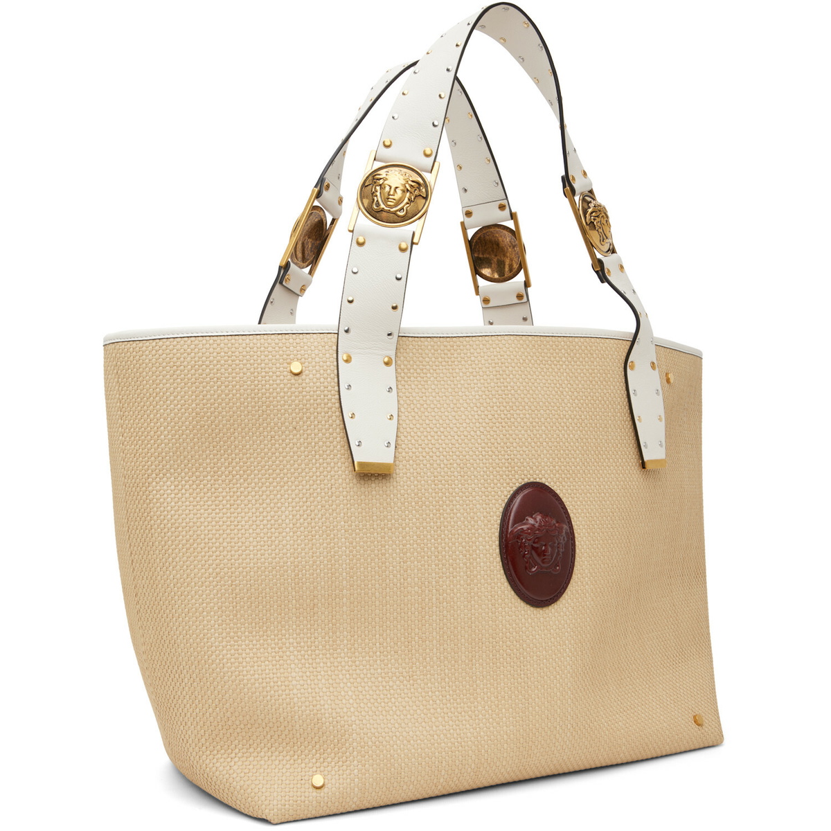 Versace Beige Rivière Large Raffia Tote