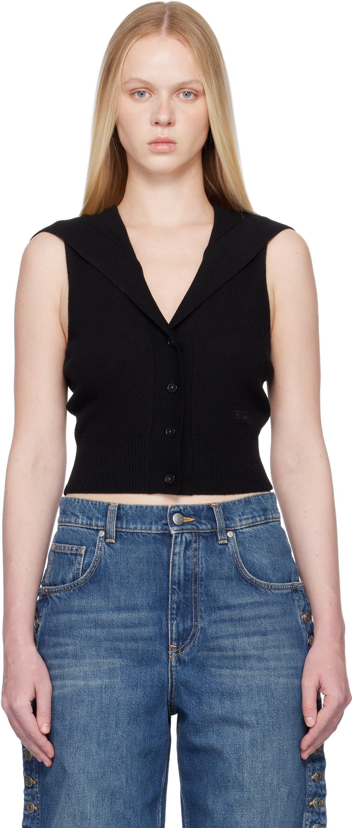 Stella McCartney Black Hooded Sweater Vest Stella McCartney