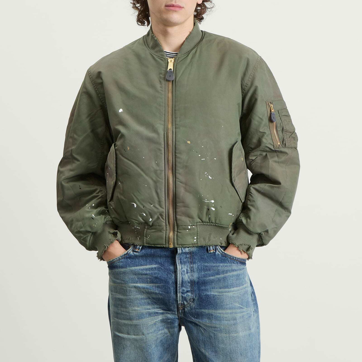 Mastercraft Union Men's Kaiga Washed Nylon Bomber Jacket in Green