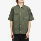 Stone Island Men's Stretch-TC Garment Dyed Short Sleeve Overshirt in Musk