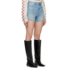 Ksubi Blue Rise N Hi Kut Out Surge Denim Shorts