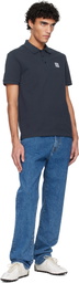 Balmain Navy Embroidered Cotton Polo