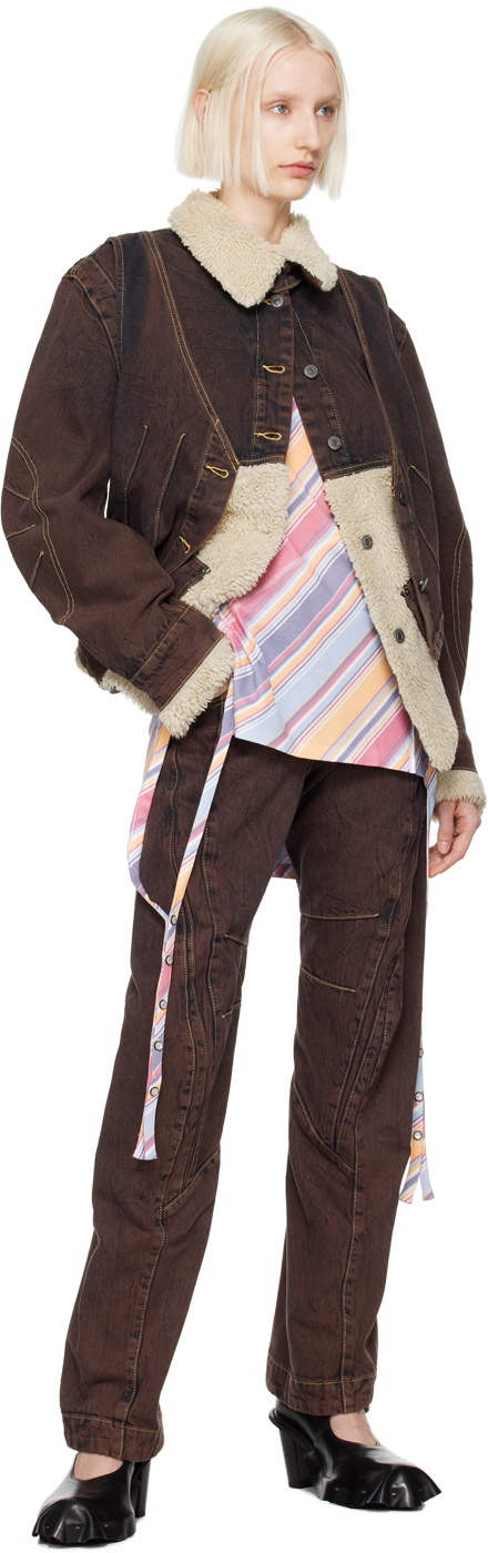 Kiko Kostadinov Brown Paneled Levi's Edition Denim Jacket