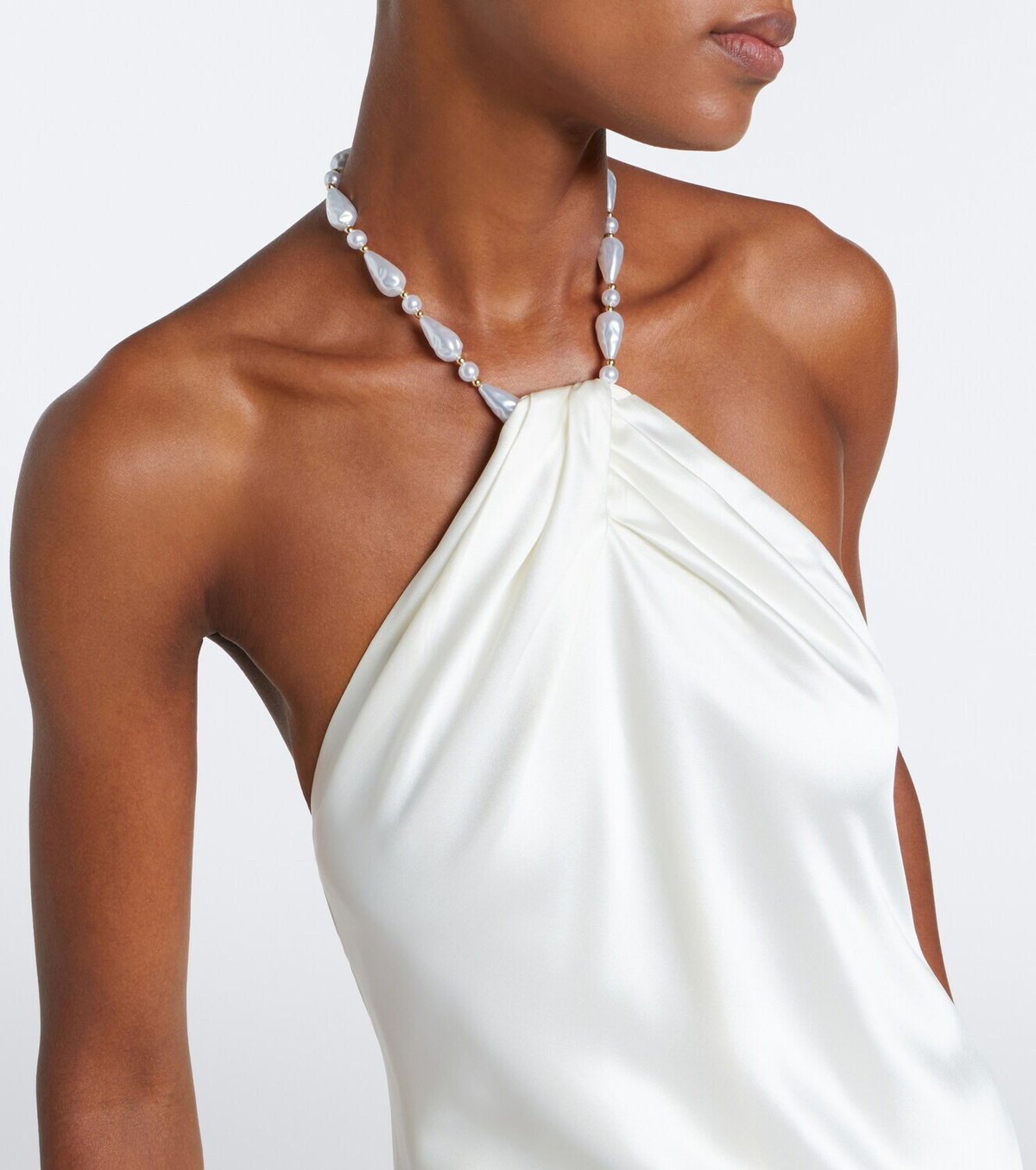 Retrofête Anat beaded halterneck satin maxi dress