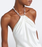 Retrofête Anat beaded halterneck satin maxi dress