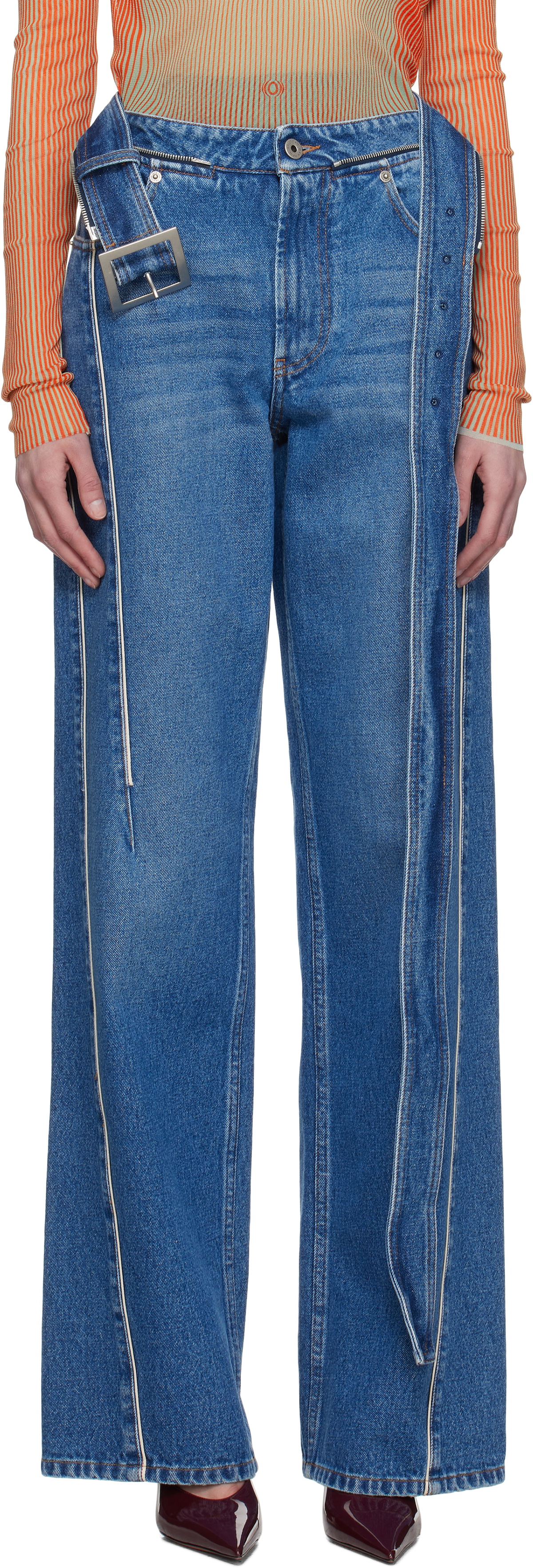 Jean Paul Gaultier Blue 'The Belted Denim' Jeans