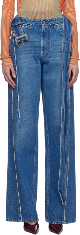 Photo: Jean Paul Gaultier Blue 'The Belted Denim' Jeans
