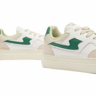 Stepney Workers Club Men's Pearl S-Strike Leather Sneaker in White/Spring Green