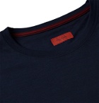 Isaia - Mélange Silk and Cotton-Blend Jersey T-Shirt - Blue