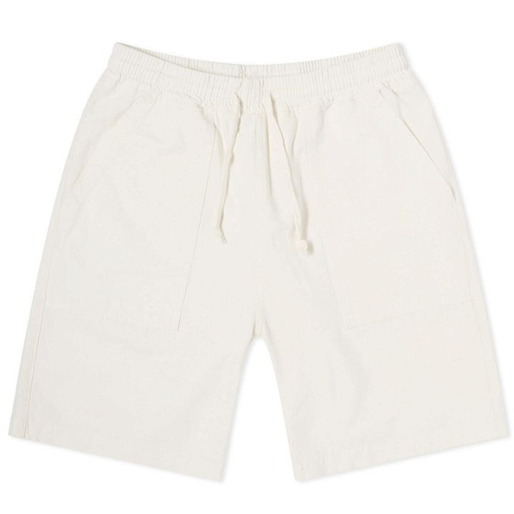 Photo: Service Works Men's Classic Canvas Chef Shorts in Off-White