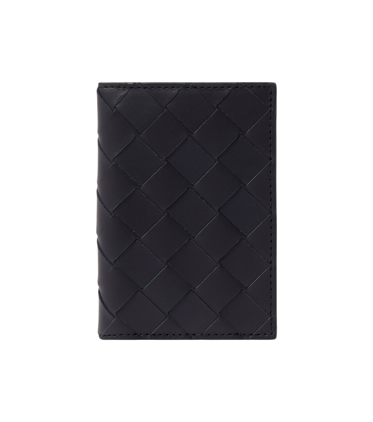 Ermenegildo Zegna コンパクトウォレット 黒 レザー 編み込み Ermenegildo Zegna コンパクトウォレット 黒 レザー 編み込み