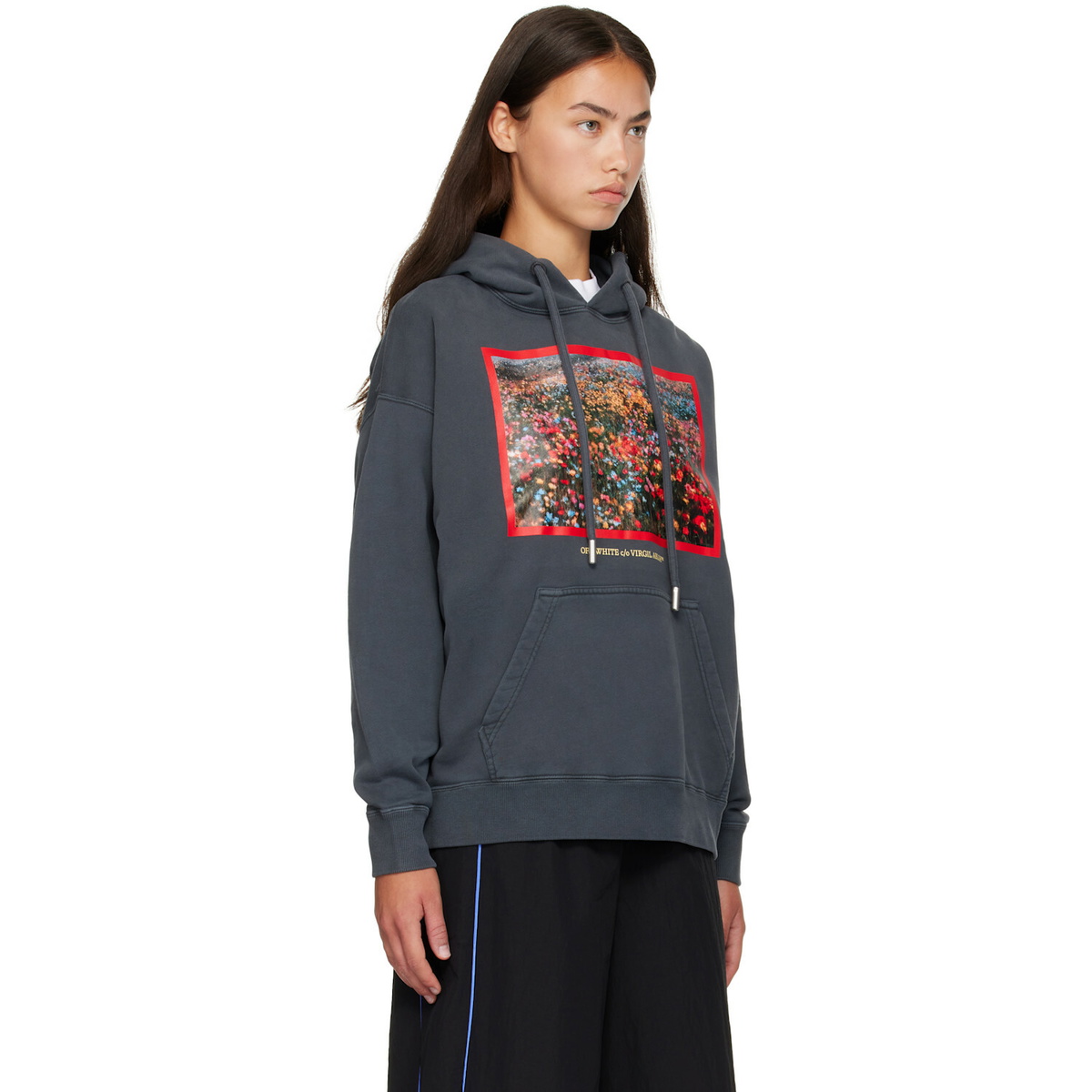 Off-White Gray Flowers Field Skate Hoodie