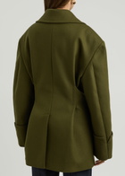 Remain BY Birger Christensen Double-breasted Wool-blend Peacoat Olive