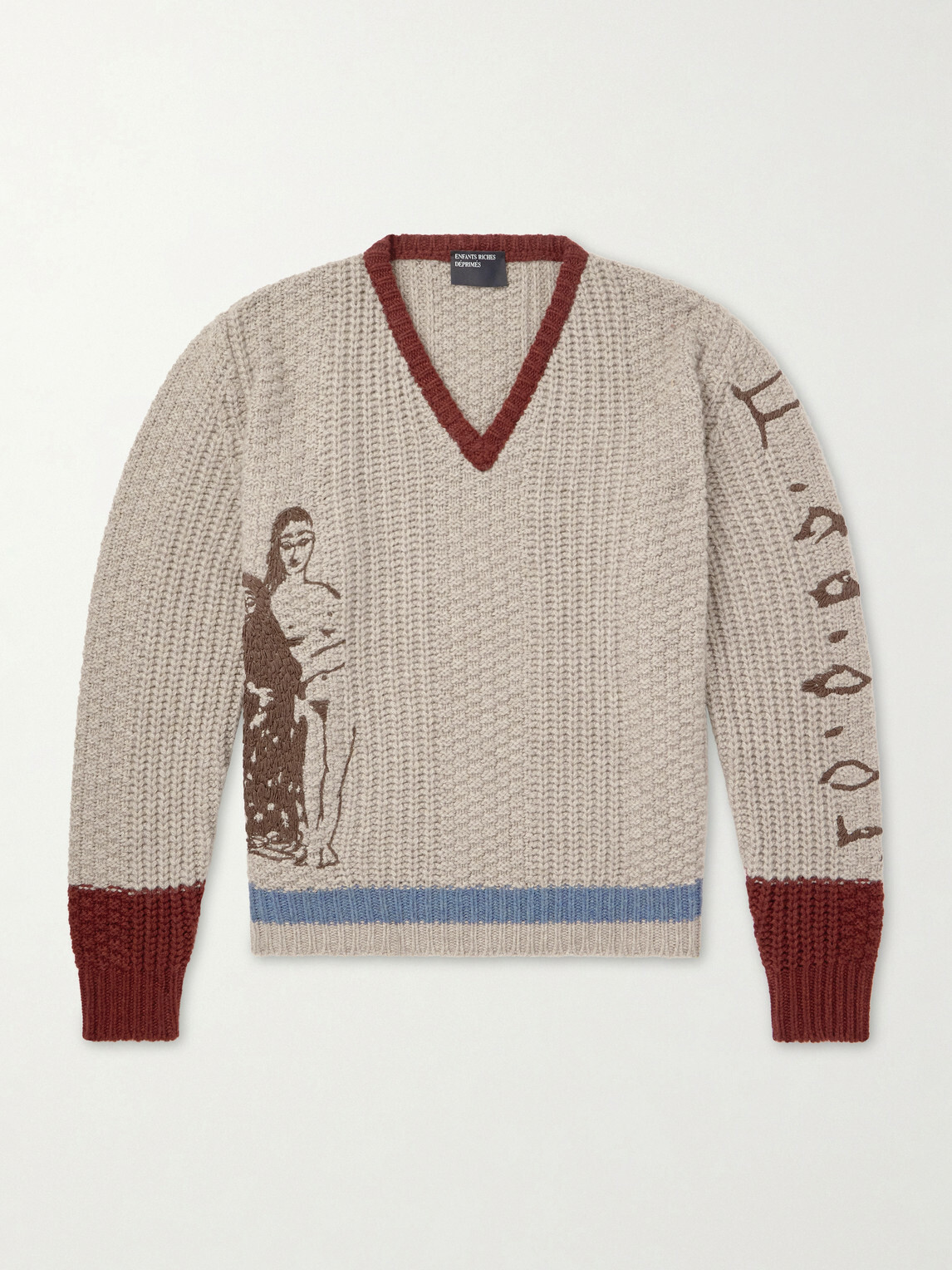 Enfants Riches Déprimés - Nu Sur Papier (IV) Embroidered Cashmere Sweater - Neutrals