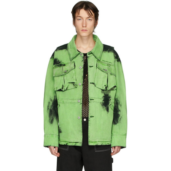 Feng Chen Wang Green Denim Tie-Dye Jacket Feng Chen Wang