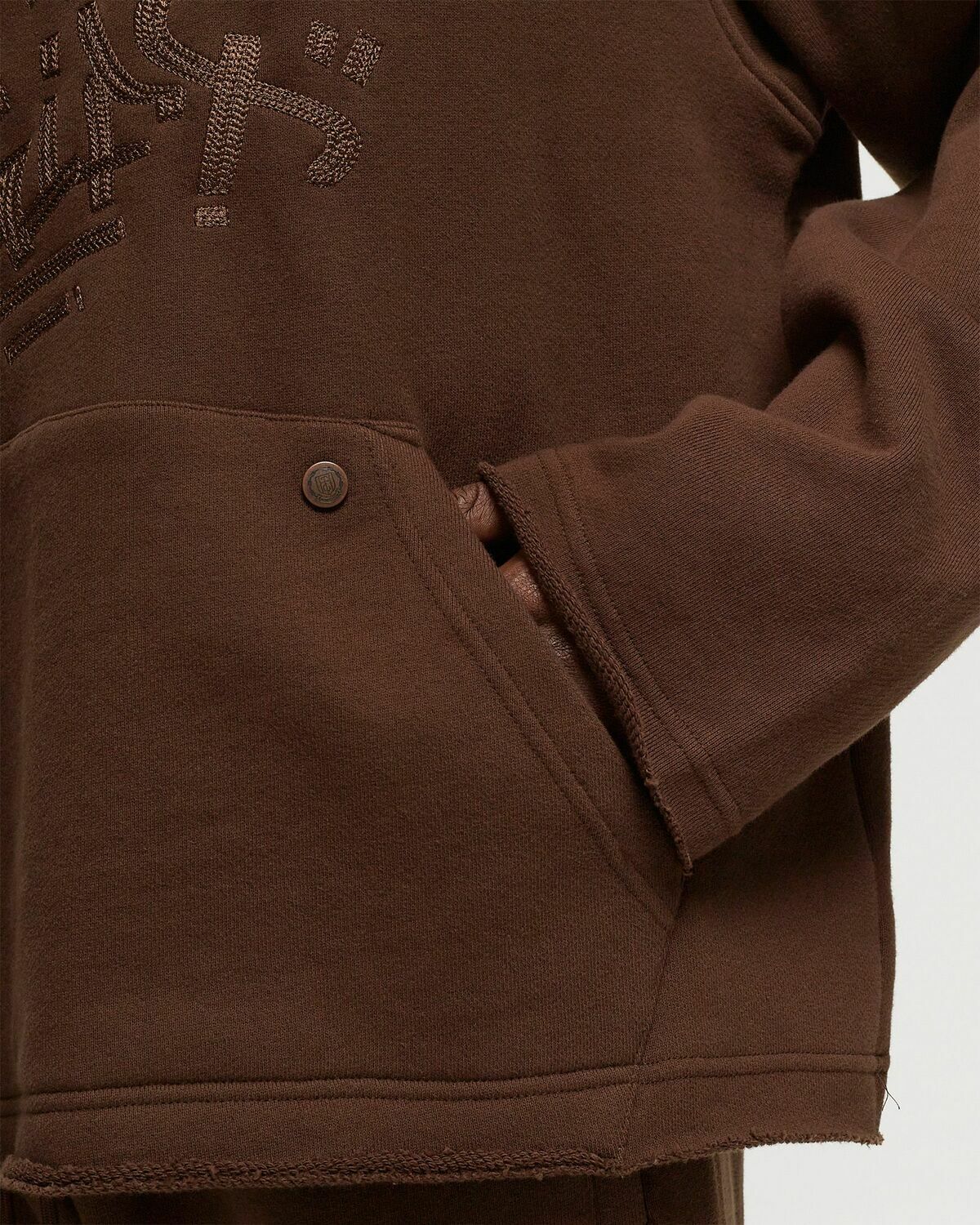 Honor The Gift Script Embroidered Hoodie Brown Hoodies