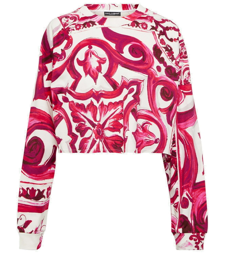 Photo: Dolce&Gabbana Majolica cropped cotton jersey sweatshirt
