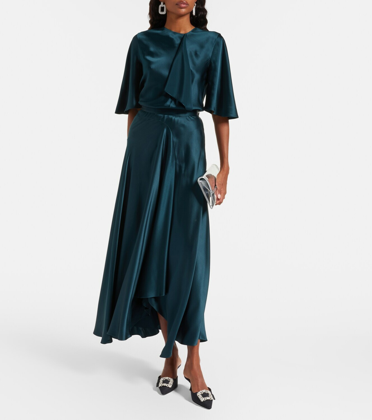 Roksanda Asha asymmetric silk satin maxi skirt