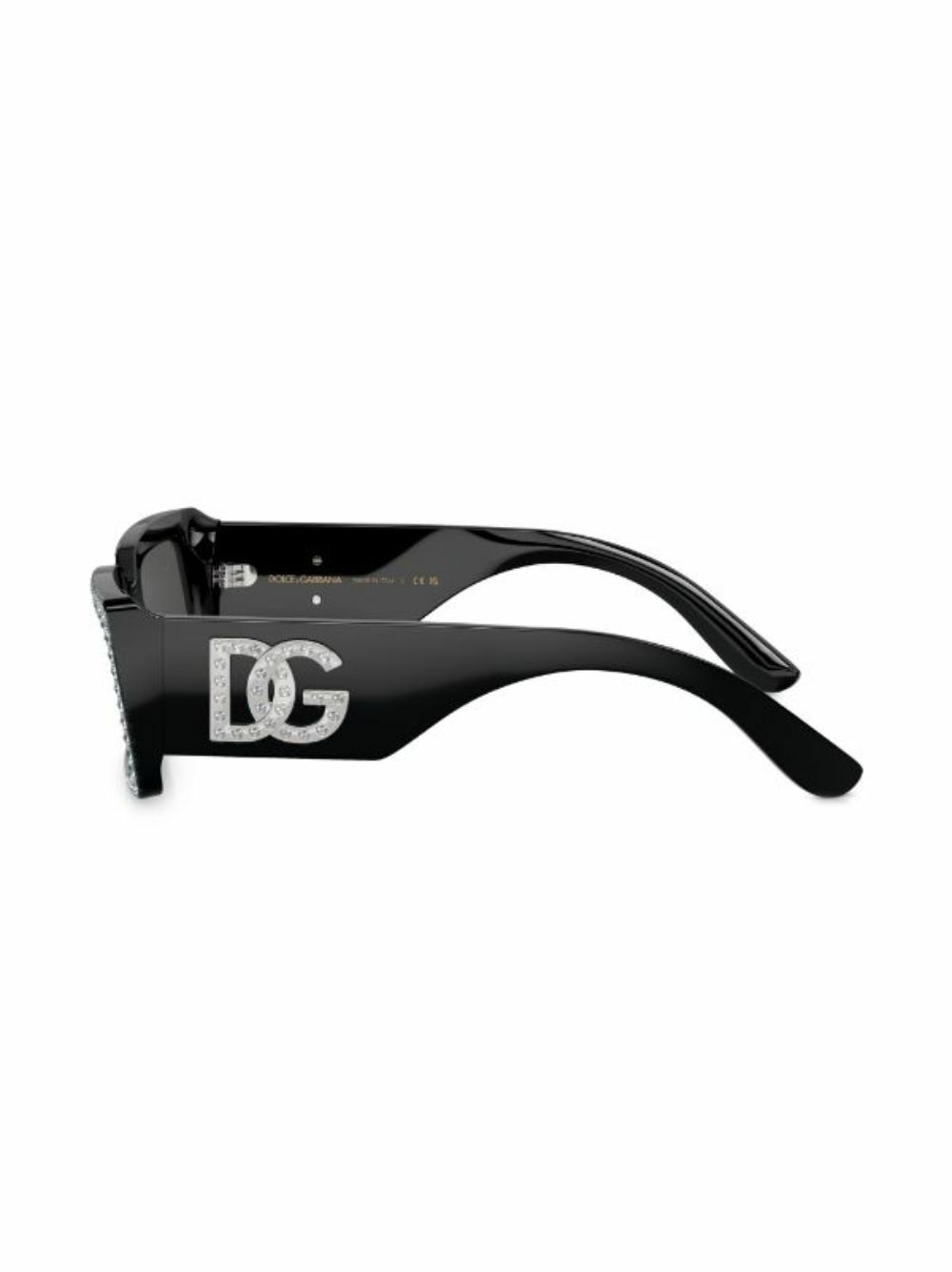 Dolce & Gabbana Eyewear Black Crystal-Embellished Rectangle-Frame Sunglasses
